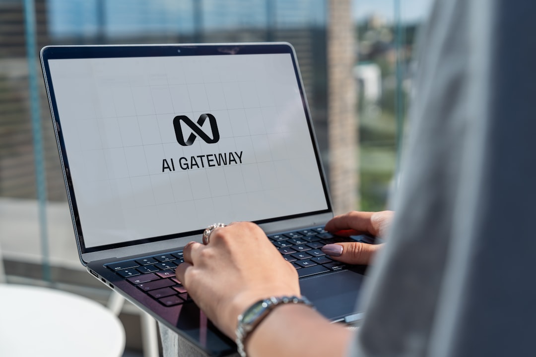 User working on a computer with AI technology software